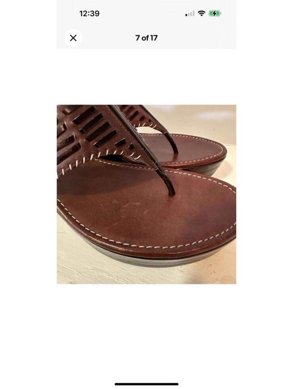 Womens 8.5 B M Cole Haan Air Bria Brown Thong Sandals Platform Wedge Wooden Heel - Picture 8 of 9